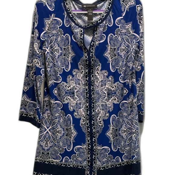 INC International Concepts Tunic Blue/White/Black Size Medium EUC - Picture 3 of 8